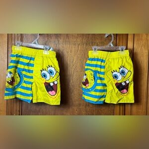 2 Pairs SpongeBob SquarePants Kids Striped Yellow and Blue Swim Trunks - 3T